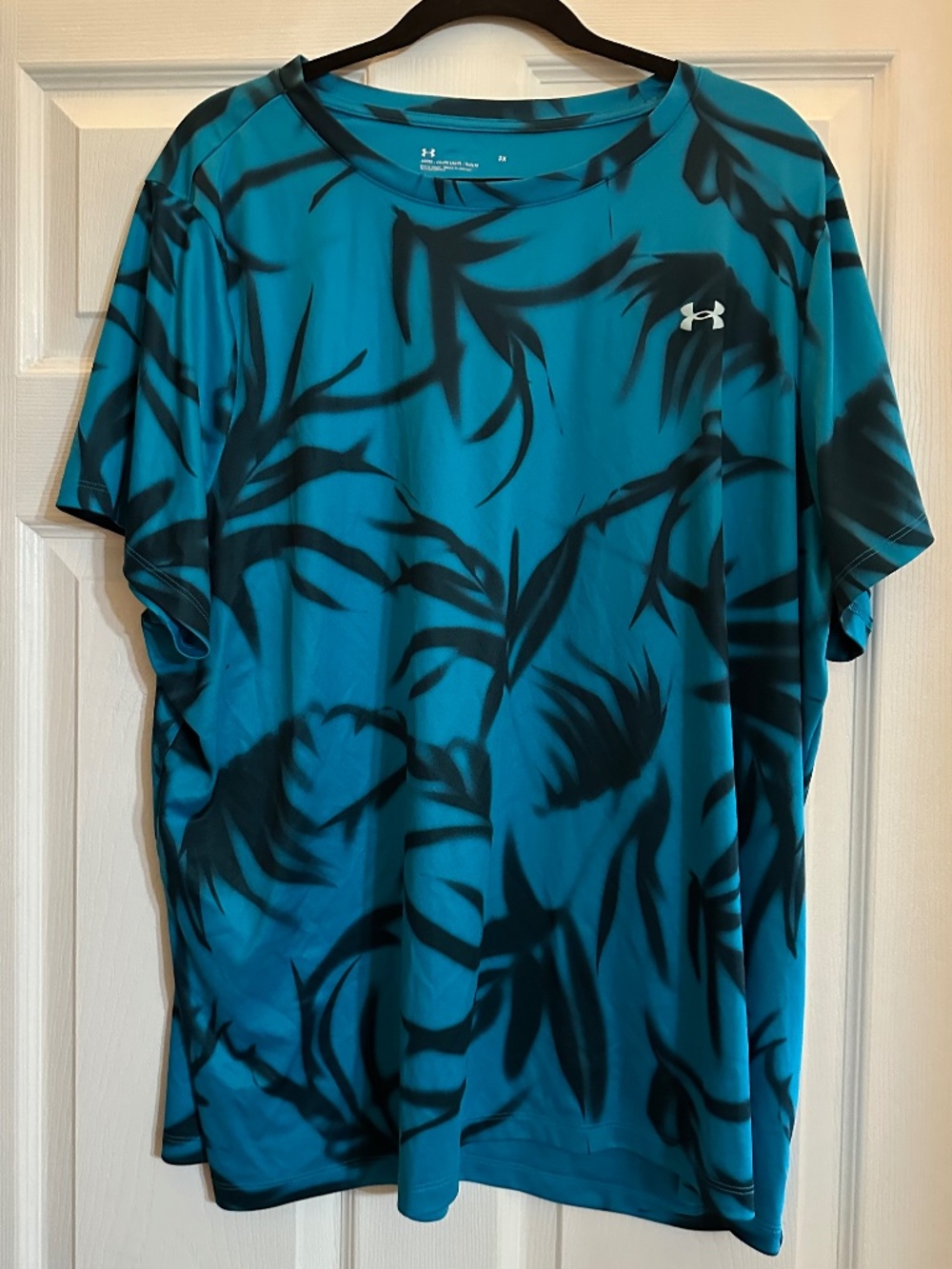Under Armour Loose Fit Teal Black Print Athletic Shirt 3X
